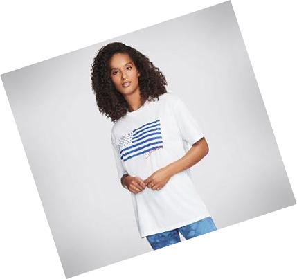 Női Skechers Love My Flag Everybody Póló Fehér | HU4522A
