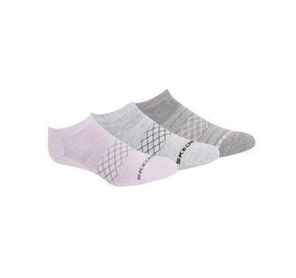 Női Skechers Low Cut Heel Tab - 3 Pack Zokni Rózsaszín | HU32945