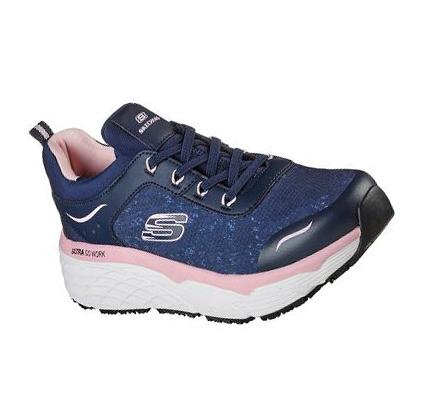 Női Skechers Max Cushioning Elite SR - Rastip Munkacipő Sötétkék Rózsaszín | HU3821Q