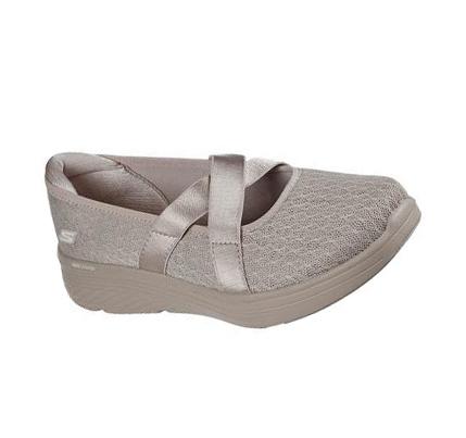 Női Skechers Max Cushioning Lite - Breathe Eazy Slip Ons Szürke Barna | HUA1134