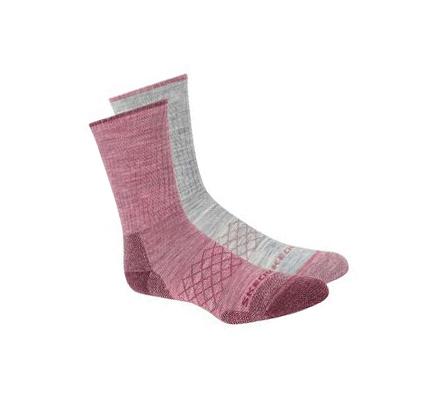 Női Skechers Merino Wool Crew - 2 Pack Zokni Rózsaszín Szürke | HU3422C