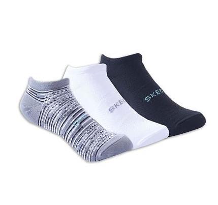 Női Skechers No Show Microfiber - 3 Pack Zokni Fehér Fekete | HU31598