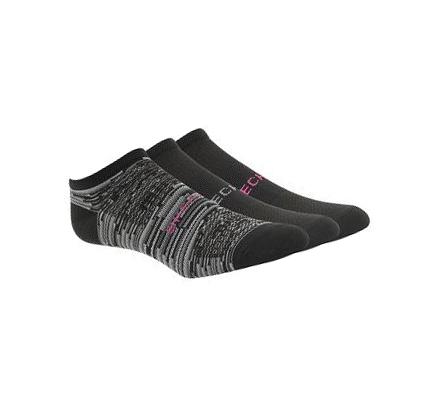 Női Skechers No Show Microfiber - 3 Pack Zokni Fekete | HU3169D
