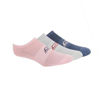 Női Skechers No Show Stretch - 3 Pack Zokni Rózsaszín Sötétkék | HU3344C