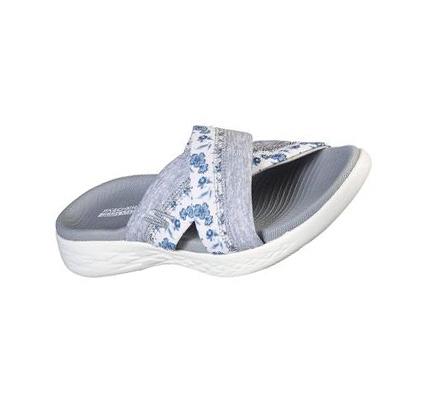 Női Skechers On-the-GO 600 - Blooms Szandál Fehér Szürke | HU4730A