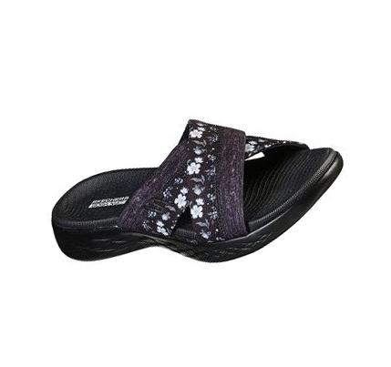 Női Skechers On-the-GO 600 - Blooms Szandál Fekete Szürke | HU4742S