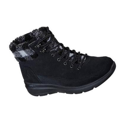 Női Skechers On-the-GO Glacial Ultra - Timber Csizma Fekete Szürke | HUI7020