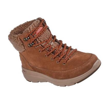 Női Skechers On-the-GO Glacial Ultra - Woodlands Csizma Barna | HUI741Q