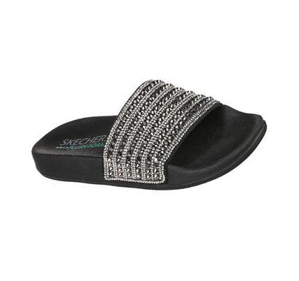 Női Skechers Pop Ups - Rocker Glam Szandál Fekete | HU5503D