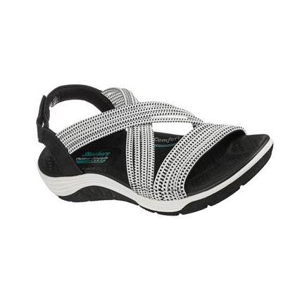 Női Skechers Reggae Cup - Independence Szandál Fehér Fekete | HU4826C