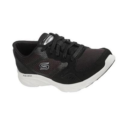 Női Skechers Relaxed Fit: D'Lux Kényelem - Plenty Success Alkalmi Cipő Fekete Fehér | HUA963Q