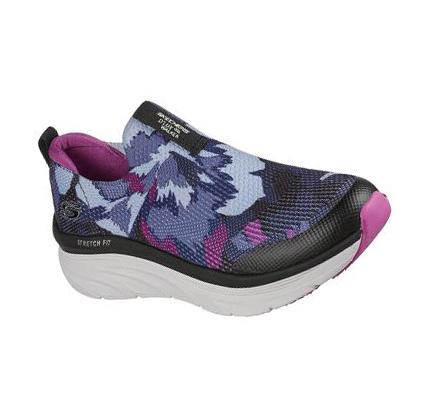 Női Skechers Relaxed Fit: D'Lux Walker - Fresh Fall Gyalogló Cipő Fekete Lila | HU3348R