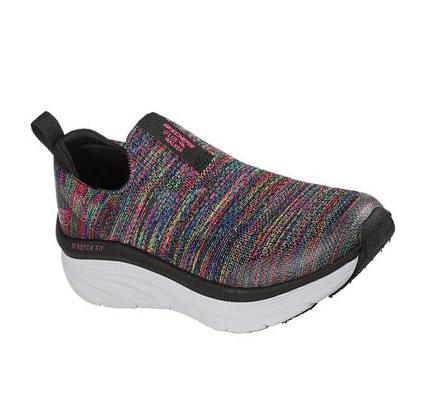 Női Skechers Relaxed Fit: D'Lux Walker - Rainbow Sky Gyalogló Cipő Fekete Színes | HU35733