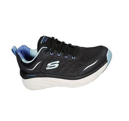 Női Skechers Relaxed Fit: D'Lux Walker - Infinite Motion Gyalogló Cipő Fekete Világos Kék | HU6894W