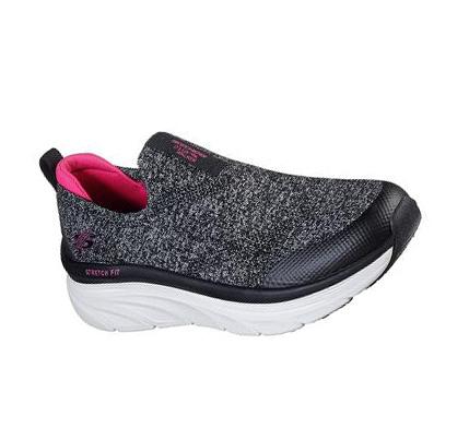 Női Skechers Relaxed Fit: D'Lux Walker - Quick Upgrade Gyalogló Cipő Fekete Rózsaszín | HUI355P