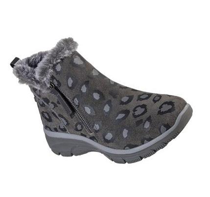 Női Skechers Relaxed Fit: Easy Going - High Zip Csizma Leopárd | HUI491X