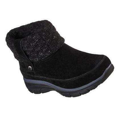 Női Skechers Relaxed Fit: Easy Going - Upgraded Heights Csizma Fekete | HUI6778