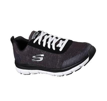 Női Skechers Relaxed Fit: Kényelem Flex SR - HC Pro SR Munkacipő Fekete Fehér | HU46465