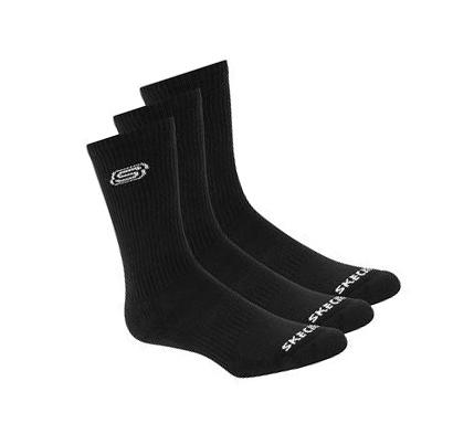 Női Skechers Solids Crew - 3 Pack Zokni Fekete | HU33725