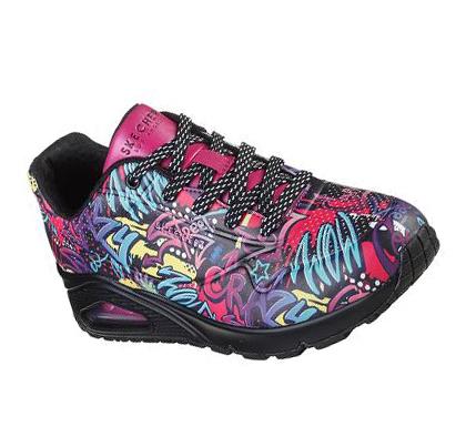Női Skechers Uno - Utcai Art Tornacipő Fekete Színes | HUI874K