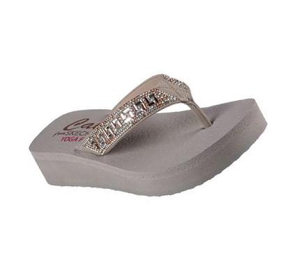 Női Skechers Vinyasa - Geo-Queen Szandál Szürke Barna | HU55518