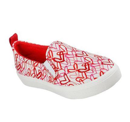 Női Skechers x JGoldcrown: Poppy - Drippin Love Slip Ons Fehér Piros Rózsaszín | HUA424L